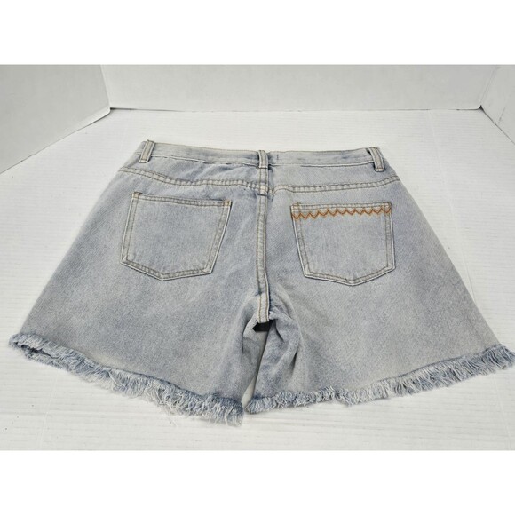 Pol M Embroidered Distressed Jean Shorts Size Small(30) Palm Tree - Picture 2 of 8